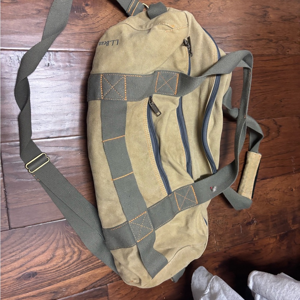 L.L. Bean Khaki and Olive Duffel Bag